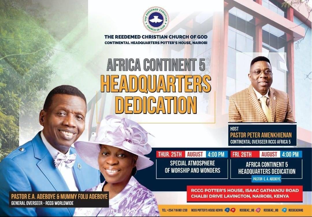 Pastor E.A Adeboye and Pastor (Mrs) Folu Adeboye will be in Kenya