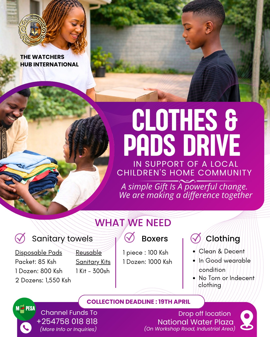 SPECIAL ANNOUNCEMENT- 🌸 PADS & CLOTHES DRIVE 👕